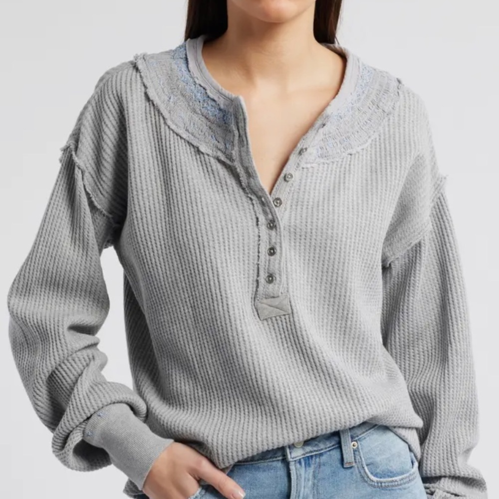 Free People Holly Embroidered Henley